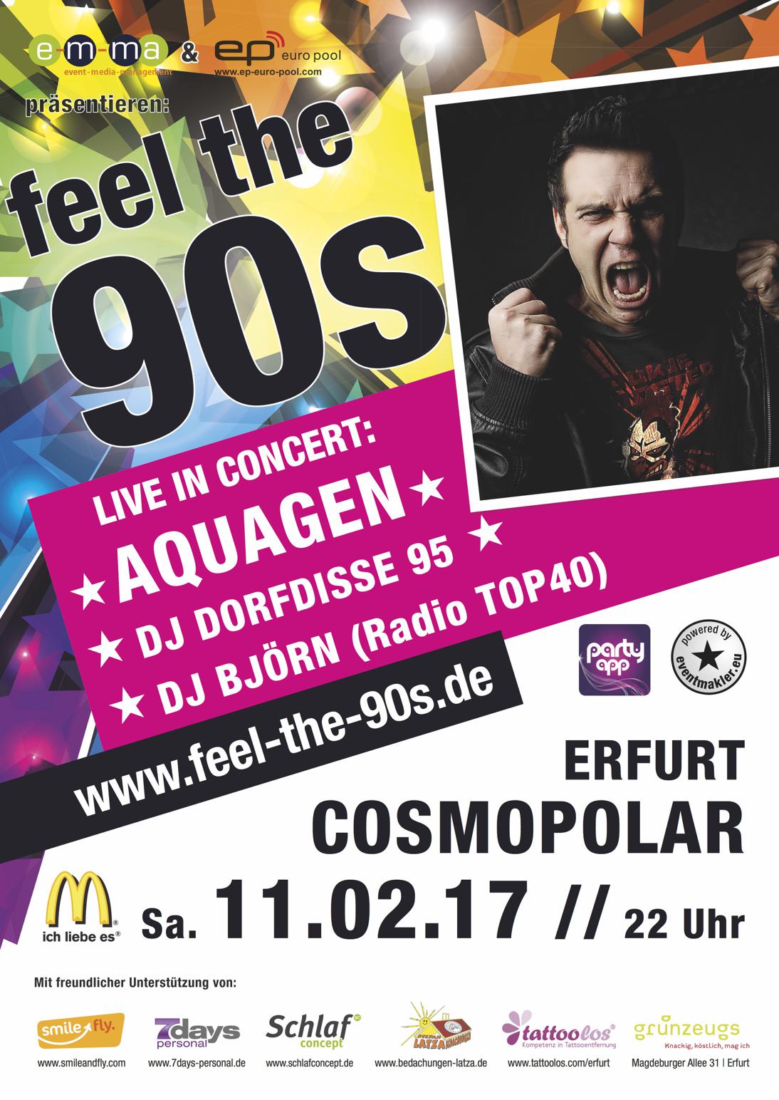 ★ Feel the 90s Erfurt ★ Live: Aquagen & DJ Björn & Dorfdisse95